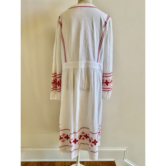 BODEN Marla Embroidered Dress 16 White Gauze Midi Boho Tassels Zip Beach Chic - Picture 2 of 16